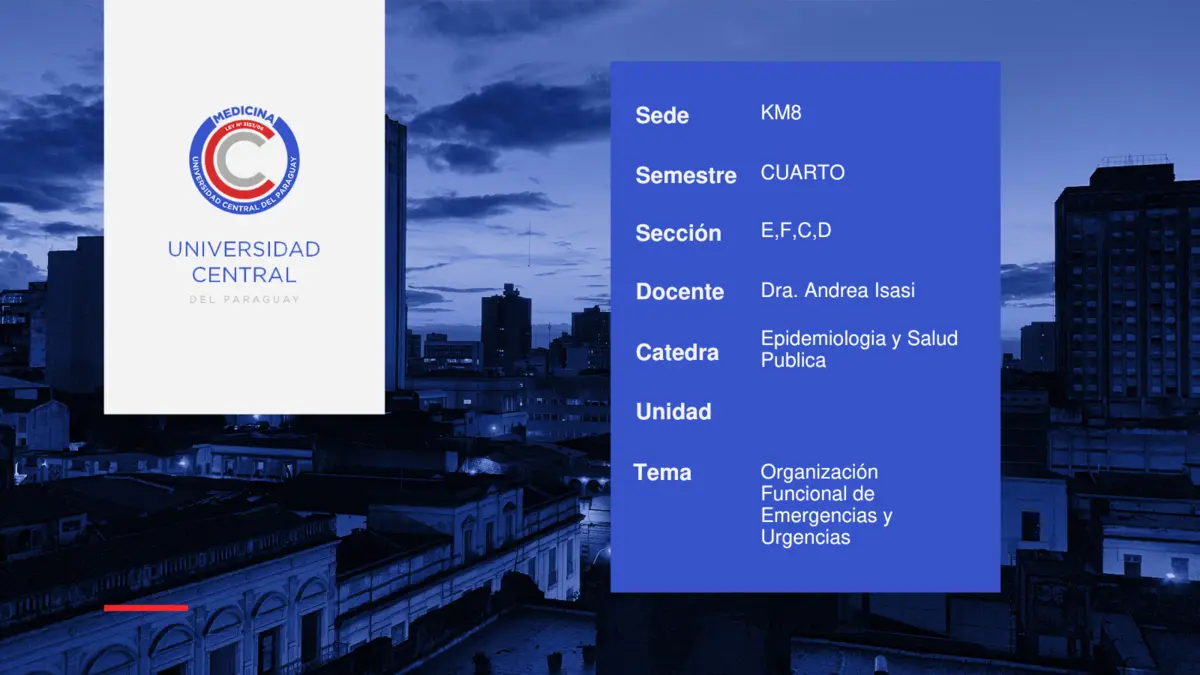 Portada del PowerPoint de organización de urgencias